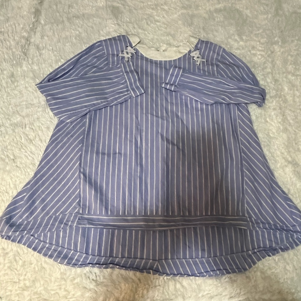 PURIFICACIÓN GARCÍA Striped
Light Blue Long Sleeve High Low
Funnel Neck Blouse S